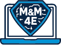 Laptop icon displaying M&M 4E logo on the screen.